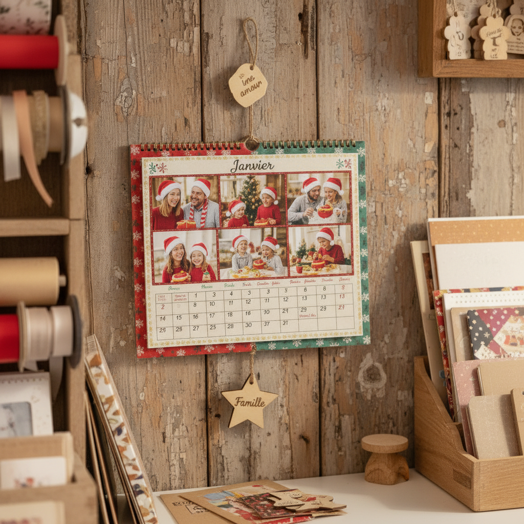 Calendrier avec spirale accroché au mur