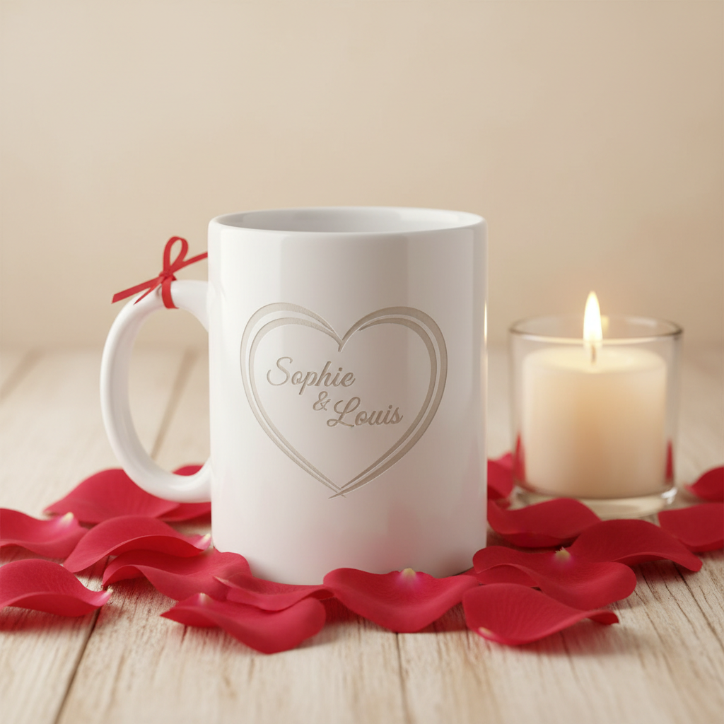 Mug personnalisé Saint-Valentin avec motif cœur